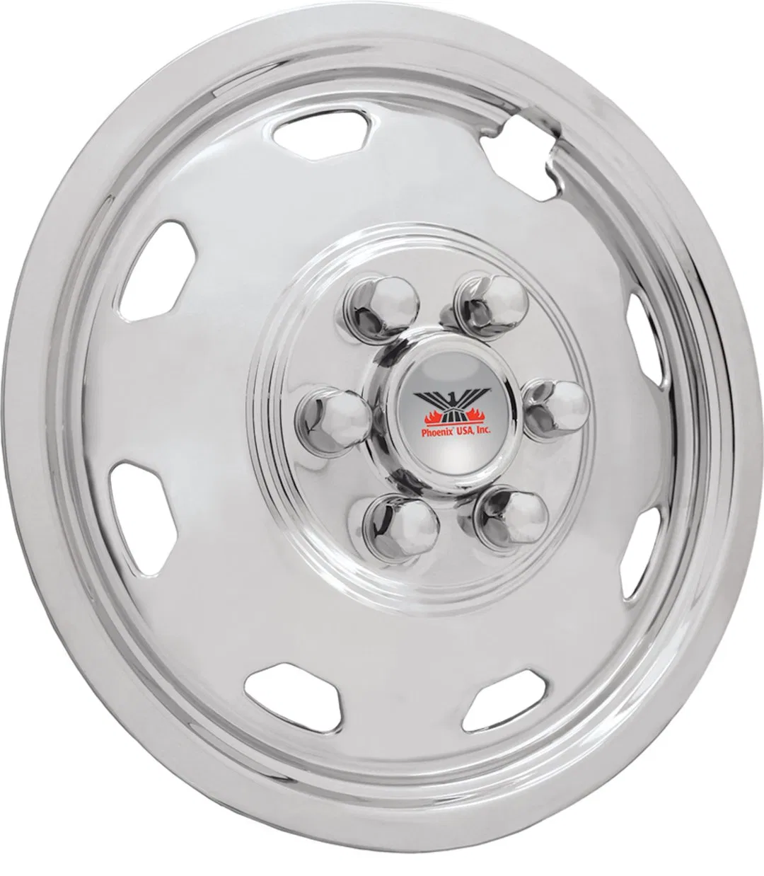 QLSF17 – PHOENIX USA Wheel Simulator, Fits 17 Inch Diameter 6 Lug Single Wheels Polished Stainless Steel Snap-On Set ...
